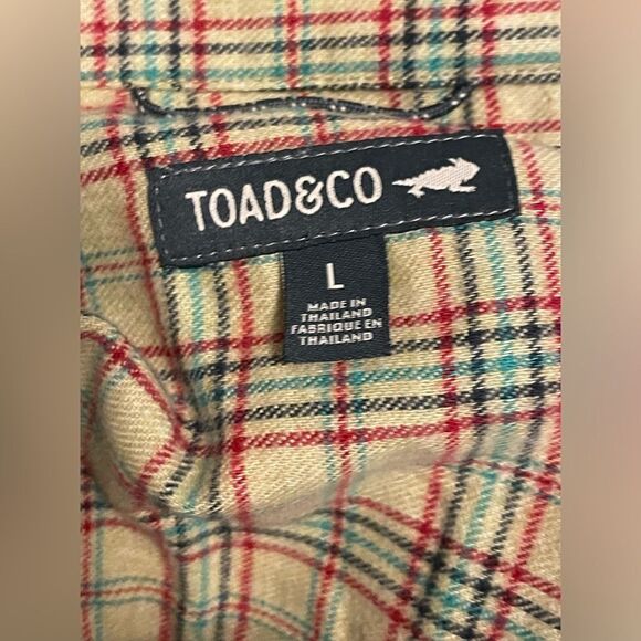 Toad&Co Men's Plaid Flannel Button Down Shirt large NWOT 100% Organic Cotton - Picture 3 of 8
